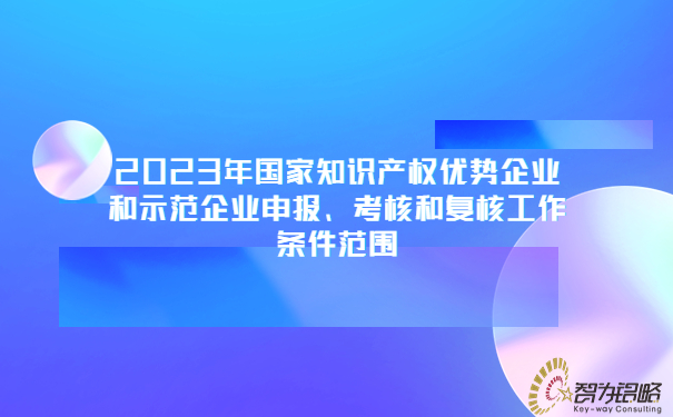 2023年國家知識產(chǎn)權(quán)優(yōu)勢企業(yè)和示范企業(yè)申報、考核和復(fù)核工作條件范圍